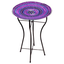 Generic Audubon Glass Mosaic Bird Bath with Steel Stand, Purple