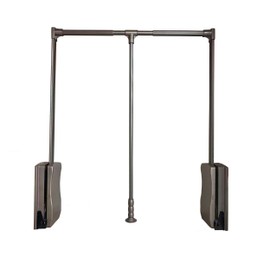 Wardrobe lift clothes rack,Pull Down Closet Rod for Hanging Clothes, Retractable Wardrobe Hanger for Cabinet, Aluminium alloy Tubing with Plastic Housing (MOCHA, LARGE:89-120CM/35-47IN)