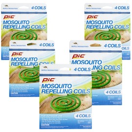 PIC Mosquito Repelling Coils, 4 Count Box, 5 Pack - Mosquito Repellent for Outdoor Spaces (20 Coils Total)