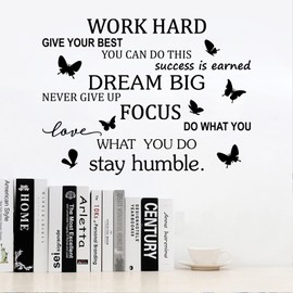 Quanyuchang Motivational Work Quotes Wall Art Stickers Office Rules Give Your Best Work Hard Art Decal Removable DIY Vinyl Wall Art Murals Decor for Office Bedroom School Living Room