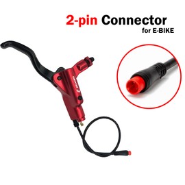 CooMeng Zoom HB876E 2-PIN 4-Pistons E-Bike Electric Power-Off Hydraulic Brake Set with 180mm Rotors, Pre-Bled Hydraulic Disc Brake Caliper Lever for eBike (Included Mounting Adapter) - Black