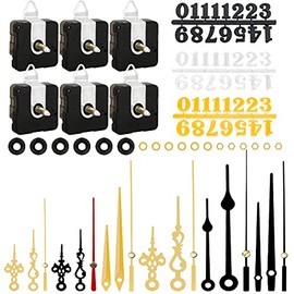 6pcs High Torque Quartz Clock Movement Mechanism Replacement Clock Numerals Kit with 6 Different Pairs of Hands Clock for DIY Wall Clock Handicrafts Repair Clock Parts 21.5mm