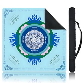 Blue Mahjong Mat for Table, American Mahjong Mat with Printed Rules, 31.5" x 31.5", Anti-Slip, Noise-Reducing Table Cover for Mahjong, Poker, Board Games, Dominoes, and Card Games