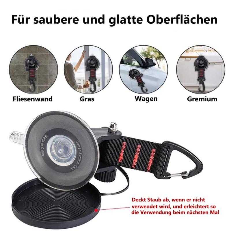 NEUSOP Suction Cup Hook Camping Suction Cup with Hooks 4