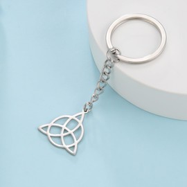 VASSAGO Witch Knot Keychain for Women Men Celtic Witch Knot Keychain Stainless Steel Triskelion Triskelion Charm Amulet Pagan Wiccan Jewelry Gift, Witch Knot