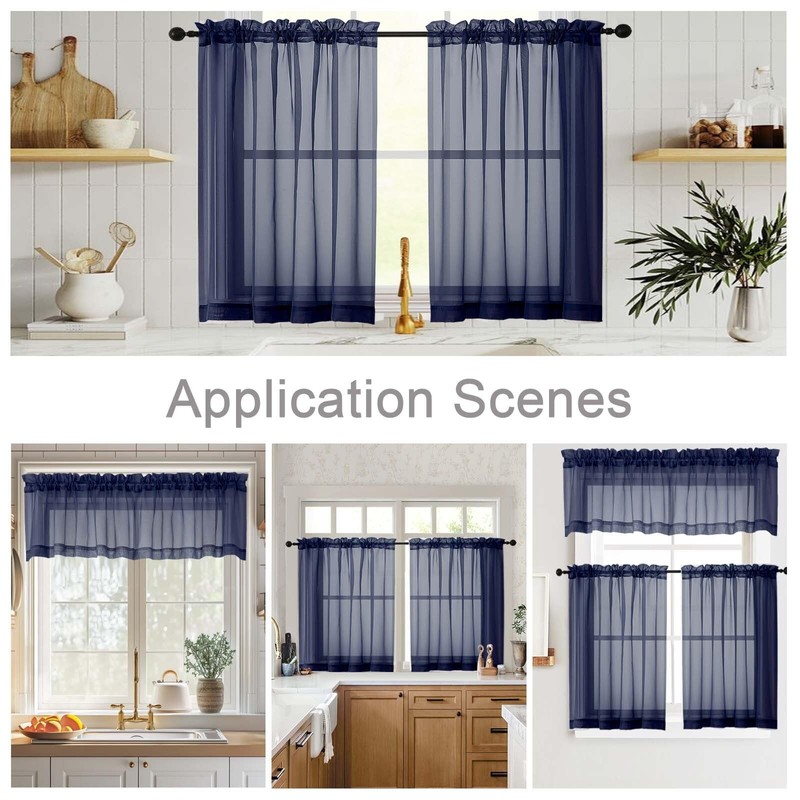 WelvetBLK Cafe Curtains 36 Inch Length Tier 2 Pieces, Modern