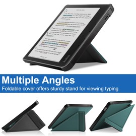 Smart Case for Kobo Libra Colour 7 Inch, Ratesell The Thinnest and Lightest Leather Smart Origami Cover Case for for 7" Kobo Libra Colour (2024) / Kobo Libra 2 (2021) eReader Blackish Green
