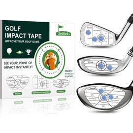 Seticek Golf Impact Tape Labels,High-Resolution Strike Stickers for Wood,Iron & Fairway Clubs,Self-Teaching Sweet Spot and Consistency Analysis,Useful Training Aid Improve Ball Striking(360pc)