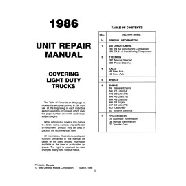 1986 Chevy LD Truck Unit Repair Manual