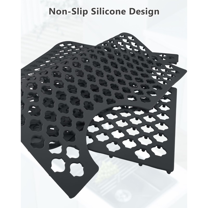 Behok Separable Silicone Sink Protector Grid Mat 28-7/16x13-13/16",Black