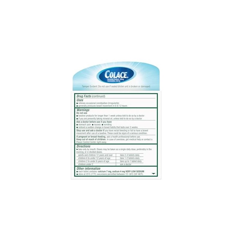 Colace 2 in 1 Stool Softener Stimulant Laxative Tablets 10