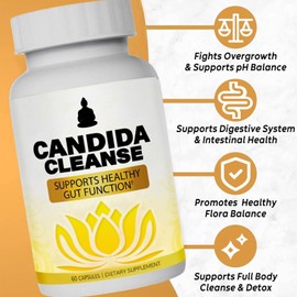 Candida Cleanse - Gut & Colon Support, Advanced Probiotic & Herbal Formula, Natural Herbal Formula, Oregano Leaf, Wormwood, Black Walnut, Caprylic Acid-1 for Men & Women, 60 Capsules