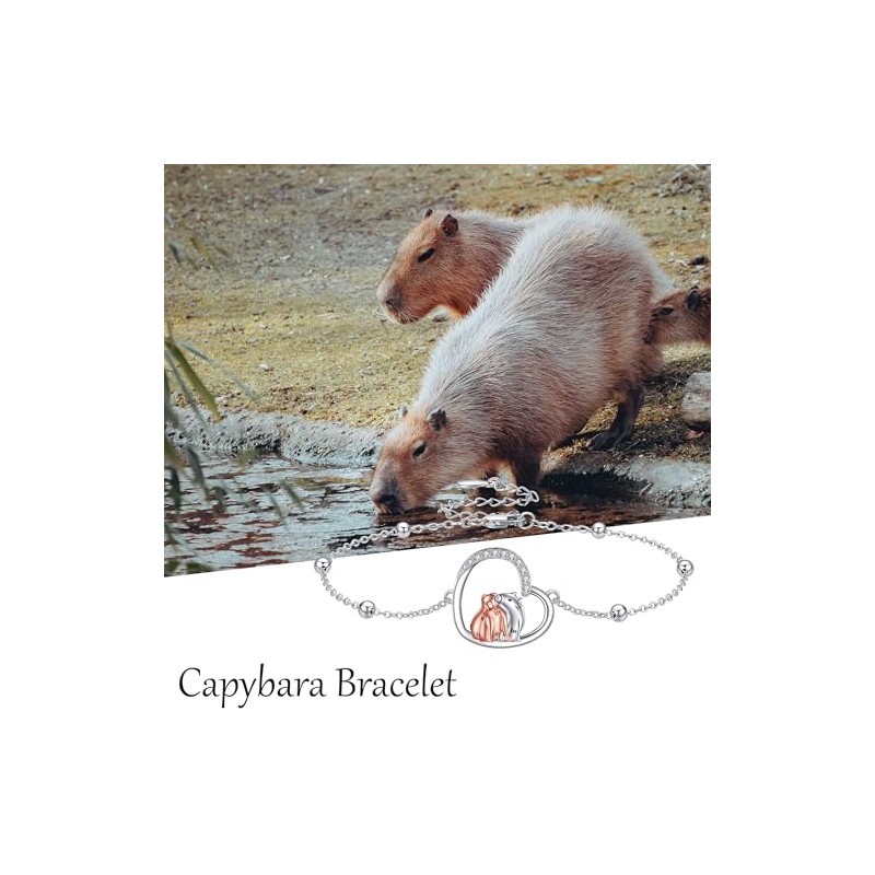 HUKKUN Capybara Bracelet Sterling Silver Capybara Bracelet Capybara Jewellery Gifts