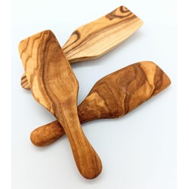 MARGOUMY 3 Tiny Olive Wood Spoons,3.5 inches.3pcs mini wooden spoons, HANDCRAFTED small Olive Wood Spoons set for Condiments,Honey,Coffee,Tea,Jam Bath Salts.(Shovel Shape)