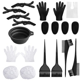 BLMHTWO Pack of 18 Hair Dyes, Hair Dyeing Accessories, Brush Comb, Colouring Bowl, Hairpins, Hair Caps, Gloves for Households, Salons