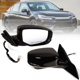 Lqito Right Passenger side Mirror Fits 2013-2017 Honda Accord with Power Glass Heated turn signals and Camera Match Black Replace 76200T2GA42ZC (12Pins)