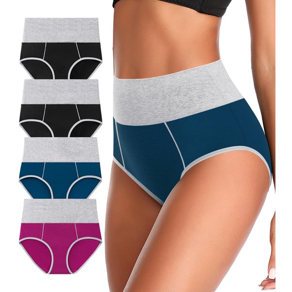ASIMOON High Waisted Tummy Control Underwear Womens Cotton Full Coverage