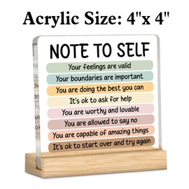 Motivational Mental Health Desk Sign Positive Affirmations Note to Self Acrylic Desk Decorative Sign Home Therapy Office Decor