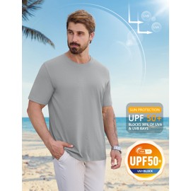 Cotrasen Mens T-Shirts Crew Neck Short Sleeve Tee Shirts Lightweight Soft Casual Solid Tee Tops for Summer Beach T-Shirts Light Grey L