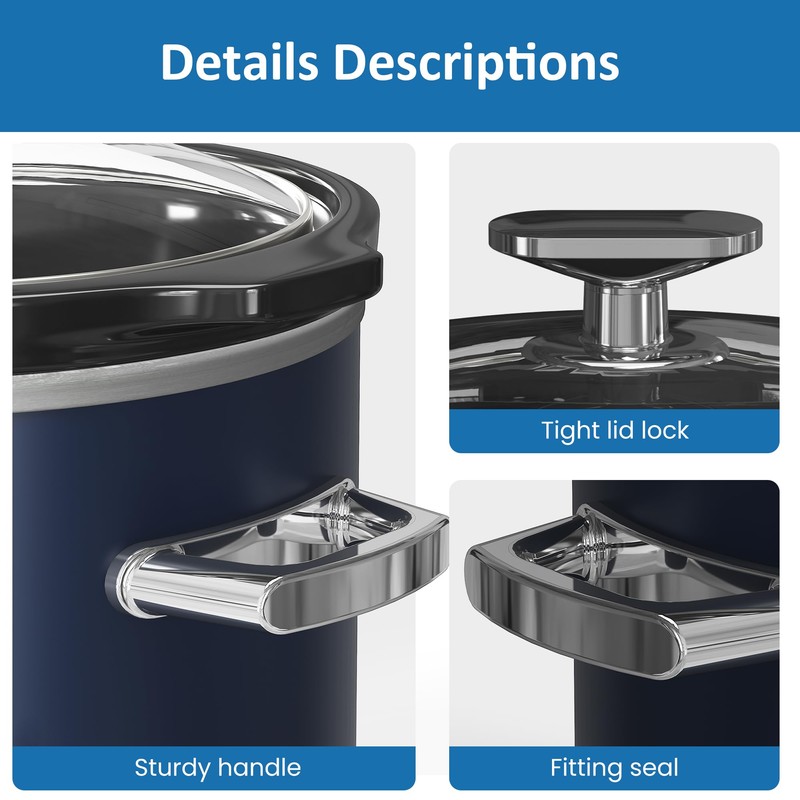 Sunvivipro 2QT Small Slow Cooker with Removable Ceramic Pot, Food