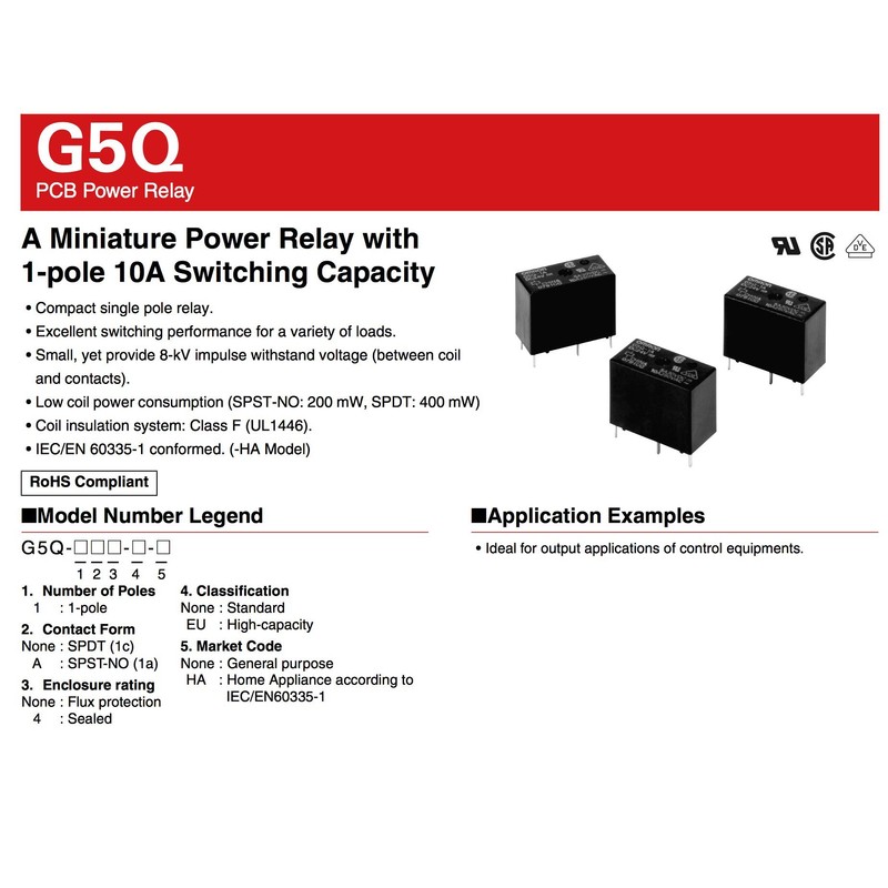 OMRON G5Q-14-DC12 (Pack of 2) Power Relay, SPDT, 12VDC, 10A,
