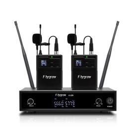 Flygrow Dual Wireless Lavalier Microphone,UHF Cordless Lavalier Mic System Set, Bodypack Transmitter, Receiver, 2x34 Channels, 275ft Range for Home Karaoke Church Party DJ PA Speaker Mixer Recording