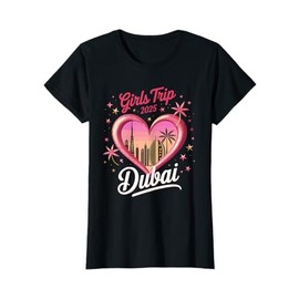 Girls Trip Dubai 2025 Matching Girls Glam Sunset Skyline T-Shirt