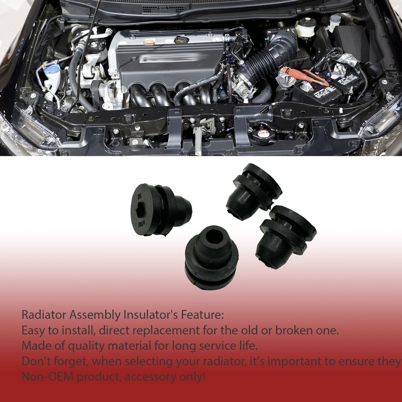 HLVEAUTO 4pcs Upper Lower Rubber Cushion Bushing Radiator Mount Insulator