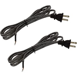 Hyamass 2Pack 8FT Lamp Cord and Electrical Wire with Polarized Flat Plug, UL Listed SPT-2 Lamp Kit for Table Lamps, Power Tools - Lamp Cord Replacement, Lamp Rewire Kit, Lamp Wire, Lamp Parts (Silver)