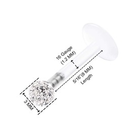 KJM Fashion Pack of 2 Flexible Acrylic Glow in the Dark Lip 1.2mm 16g 8mm 5/16 3mm Ferido Crystal Ball Madonna Marilyn Monroe Snake Bite Earrings 2875, Acrylic