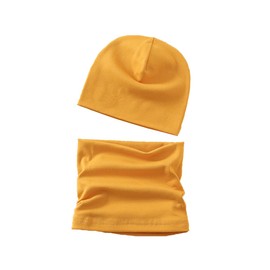 MAKFORT Cotton Newborn Baby Winter Hat and Scarf Set for 6-12 Months Newborn Baby Beanie Hat Kids Tube Cotton Loop Scarfs