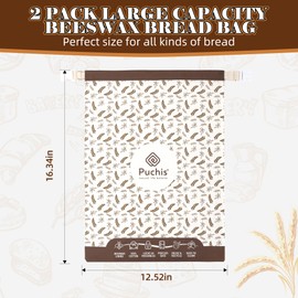 2-pack of beeswax bread bags combines premium cotton and natural jojoba oil for sourdough bread storage,
