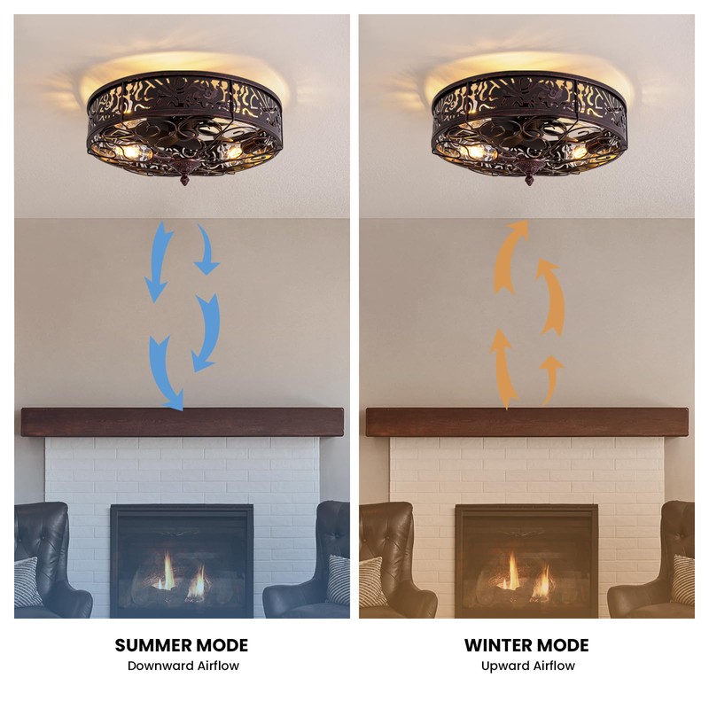 MOOONICHE 20" Ceiling Fan with Light and Remote, Farmhouse Bladeless