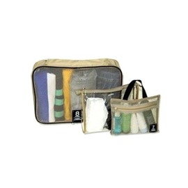 Wrapables Nylon Mesh Three Piece Travel Bag Set - Khaki