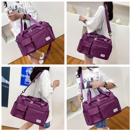 Pequeña bolsa de gimnasio para mujer, bolsa de viaje con compartimento para zapatos, 10#Purplish red, Gym Bag & Toiletry Bag, Bolsa de gimnasio y bolsa de aseo