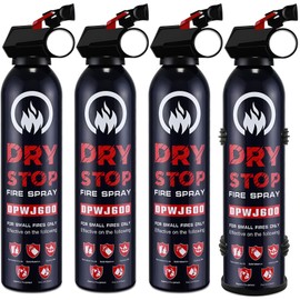 Dry Stop Fire Extinguisher Spray - 4 Pack Portable Fire Extinguisher with Mount for Boat Vehicle Home Car Garage Kitchen, 600g Dry Powder Fire Extinguishers for Electrical Grease Battery Fires & More