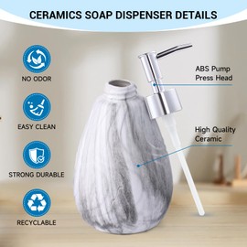 Foinly Soap Dispenser for Bathroom– White 11OZ Refillable Ceramic Hand Soap & Lotion Dispenser for Bathroom & Kitchen – Elegant Matte Finish, Drip-Free Pump, Modern Home Decor (with Soap Dish)
