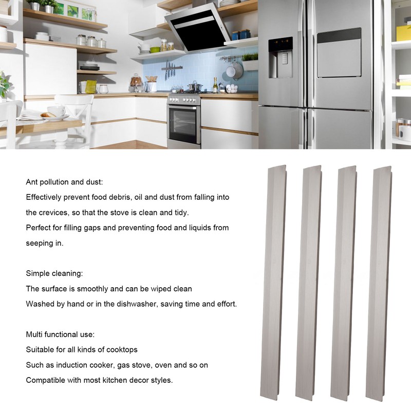 4Pcs Stove Gap Cover Stainless Steel Heat Resistant Easy Clean
