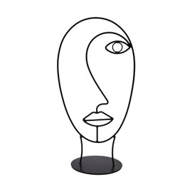 LaLe Living Amico Decorative Object in Black Iron Decorative Abstract Metal Line Minimalist Art