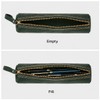 ECHSRT Genuine Leather Pencil Pouch, Classic Cylinder Pen Bag -