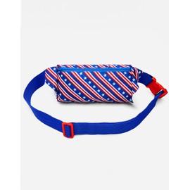 sissycos 4th of July 80s Retro Neon Fanny Pack, 90s Accessories for Women Men Waist Packs, 2 Pockets Belt Waist Crossbody Bag, American Flag Print (Liberty Diagonal)