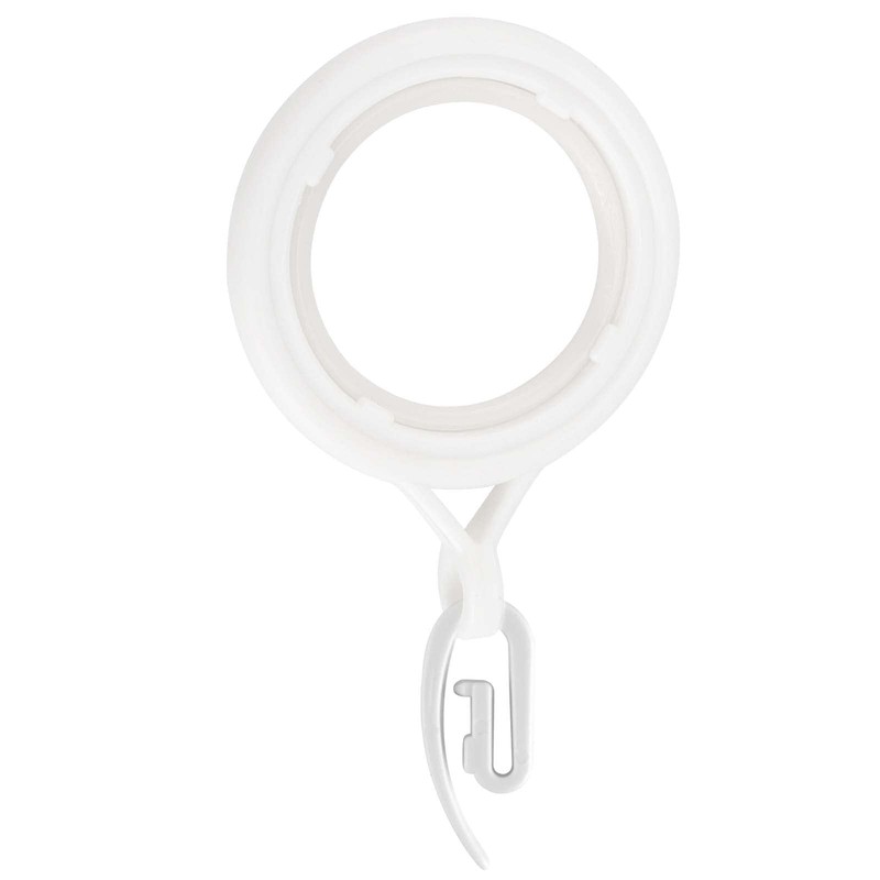 SEUNMUK 50 Pack White Curtain Rings and Hooks, 28mm Plastic