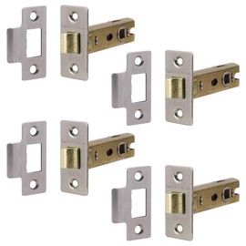 Decoranddecor 2.5 Inch Tubular Mortice Latch for Internal Doors, Fire Rated (4 Pack, 44-64mm, Satin Nickel)