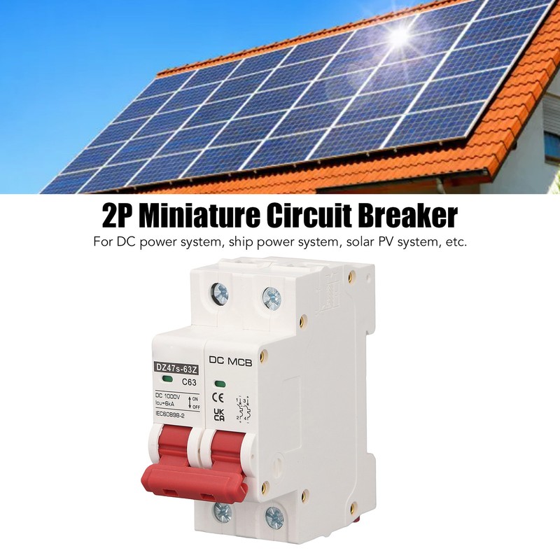 DC Circuit Breaker 2P 63A 6KA Breaking Capacity DIN Rail