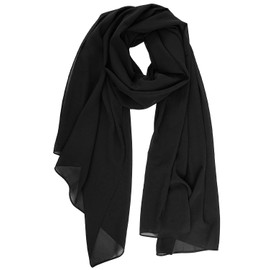 KGDUYC 1 x Women's Chiffon Scarf, Silky Soft and Feather-light, Elegant Scarf, Women's Scarf, Premium Polyester Scarf, Easy-Care Scarf (Black)