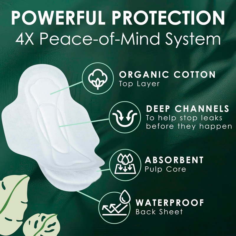 L. Ultra Thin Pads for Women, Overnight Absorbency, Organic Cotton