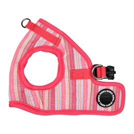 Puppia Theros Dog Vest Harness B (Step-in) Fashionable Striped Pattern Spring Summer Harness for Small and Medium Dogs, Pink, Medium