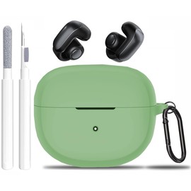 OTOPO for New Bose Ultra Open Earbuds Case with Cleaner Kit 2024, Soft Silicone Shockproof Protective Cover Skin with Carabiner Women Men for Bose Open Ear Wireless Earbuds, Matcha Green
