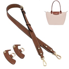 Gastinsave Handbag Straps Replacement, Leather Handbag Crossbody Shoulder Strap Adjustable for S/M/L Longchamp Bag Women (Brown Gold)