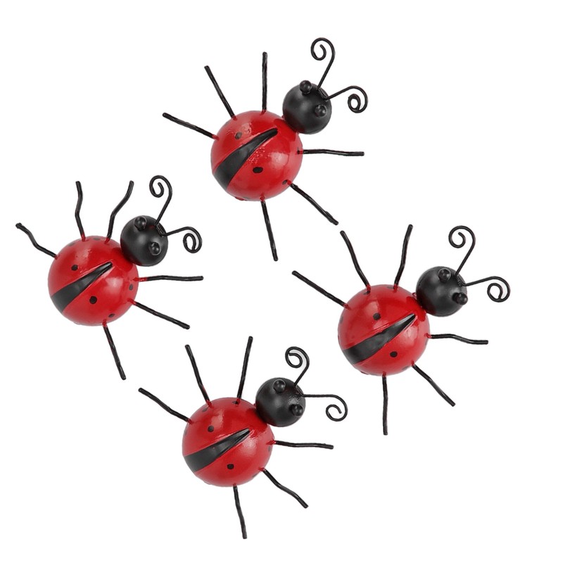 4Pcs Ladybug Wall Decoration Iron Ladybug with Black Spots Ladybug